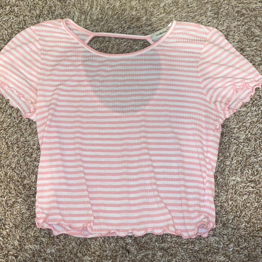 Pink Striped Open Back Crop Top